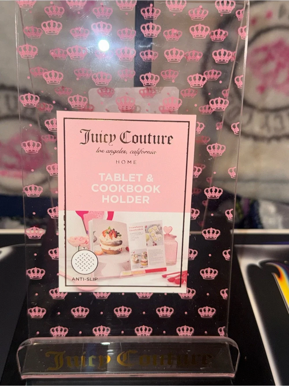 Juicy Couture Home Pink Crown Tablet & Cookbook Holder Acrylic Recipe Stand